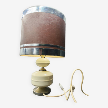 Lampe seventies 40 acier beige marron chrome