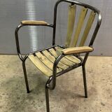 Fauteuil industriel en métal et bois