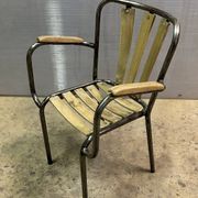 Industrial armchair in metal and wood