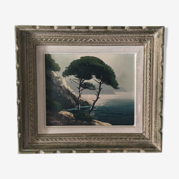 Huile sur toile Raymond Normand paysage « Côte d’Azur » 39x34 cm