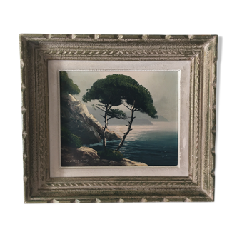 Oil on canvas raymond normand landscape "côte d'azur" 39x34 cm