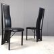 Chaises de salle à manger hautes en cuir noir vintage, lot de 6, années 1980