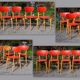 Lot 6 chairs Luterma years 60 skaï red