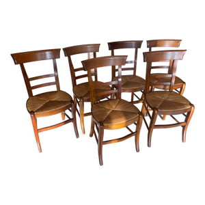 Lot de 6 chaises paillées