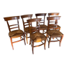 Set of 6 straw chairs style Directoire Solid cherry wood