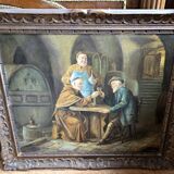 Granval: oil painting on canvas depicting a tasting scene in the cellars of a monastery.