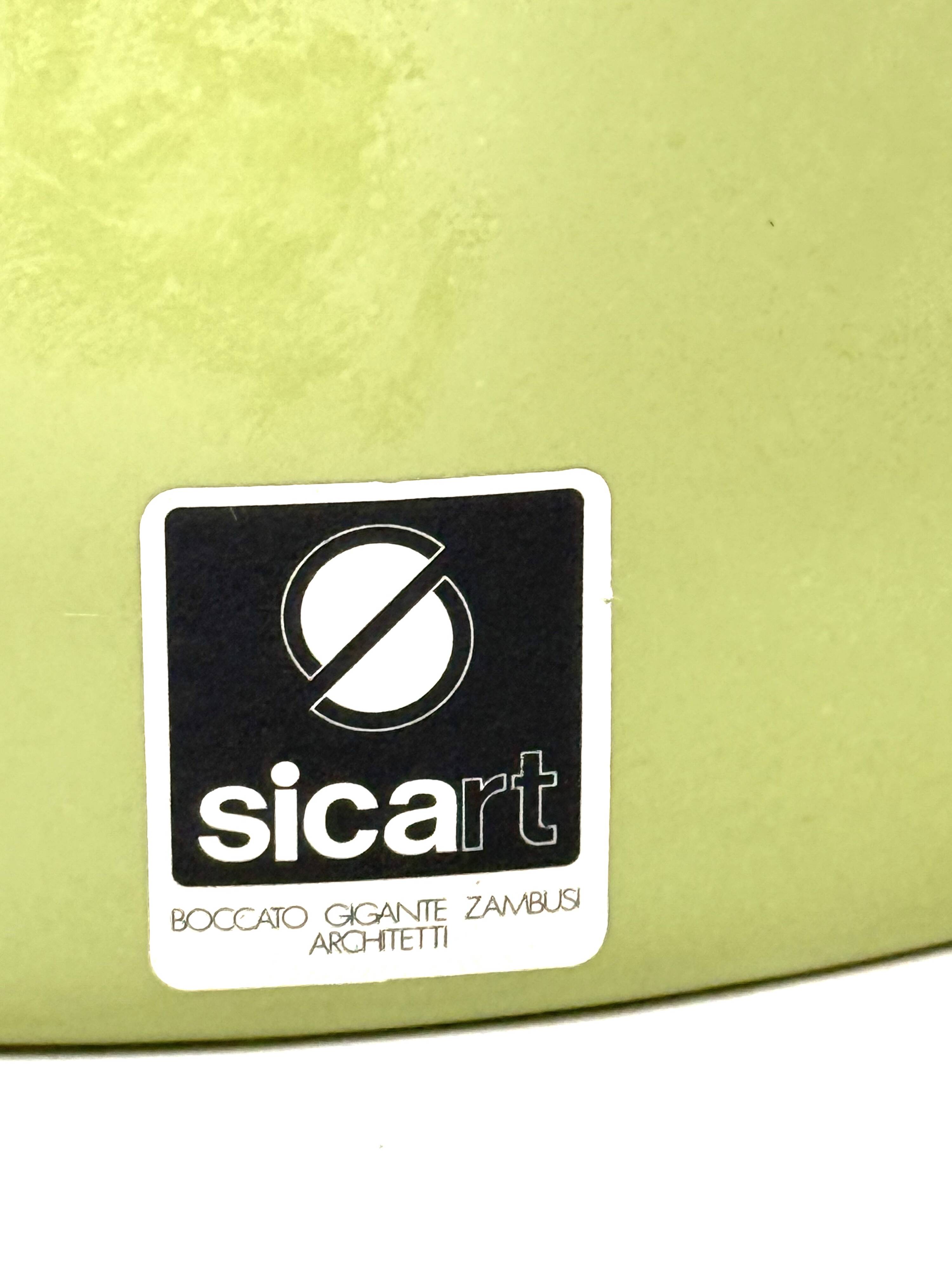 Space age set of 2 green ceramic vide poche, Sicart Italy ca. 1970