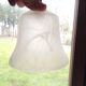Lampe à poser pied métal chromé et abat-jour en verre blanc 37 cm