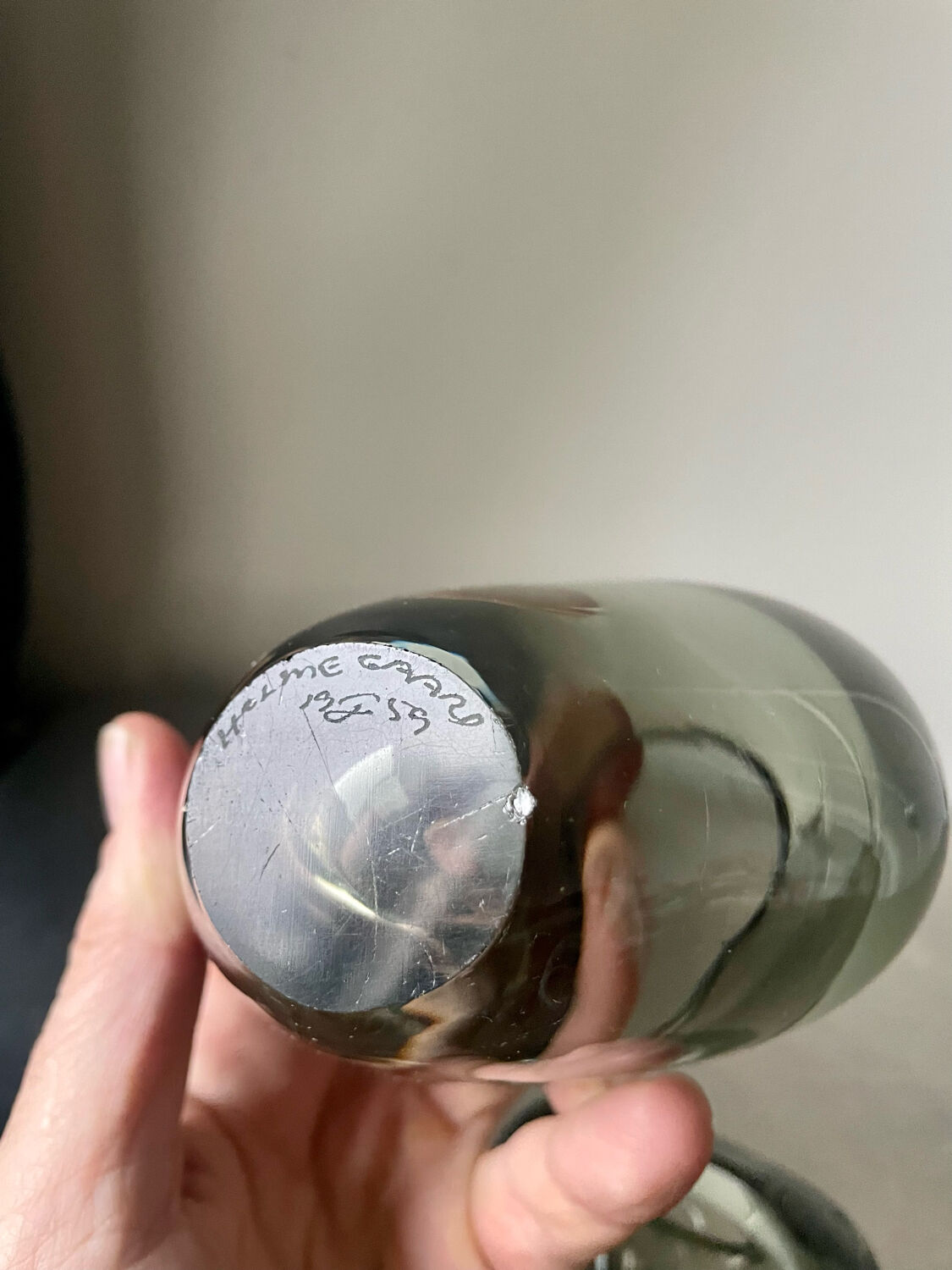 Set of 2 heart shaped Holmegaard crystal vases by Per Lutken