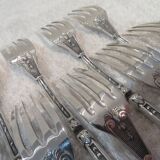 12 silver-plated lunch forks with Manulor Russian-style handles