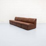 Cognac Leather Modular Sofa by Artifort