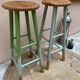 Pair of pine bistro stools