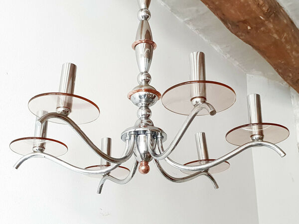 Lustre art déco vintage 1930 chrome