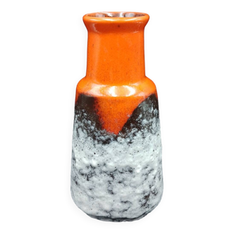 Vase en céramique Fat Lava Scheurich 1437/21 Vintage 70 Orange et Gris