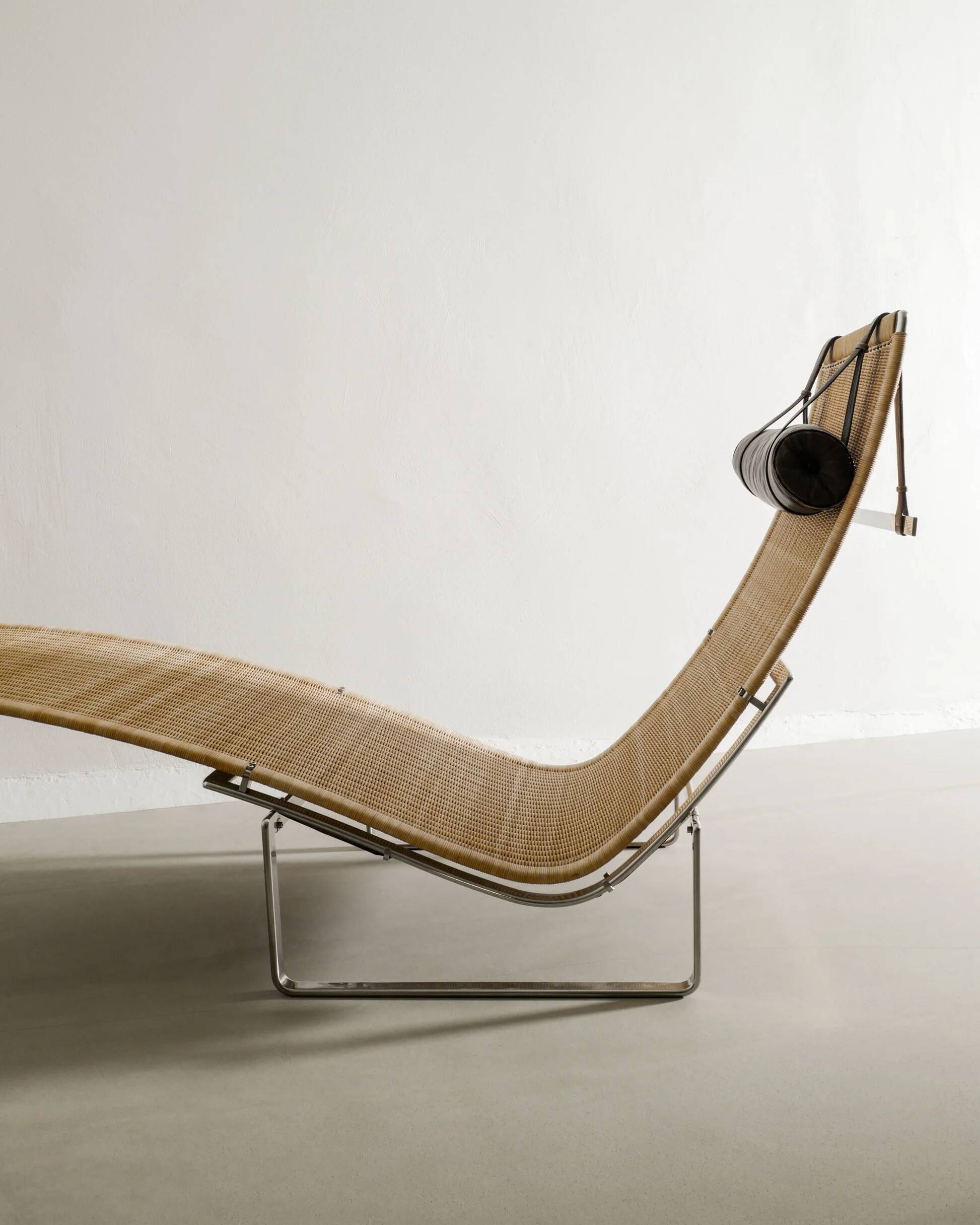 Vintage Danish Poul Kjærholm "PK-24" Chaise Lounge Chair in Rattan, 1960s