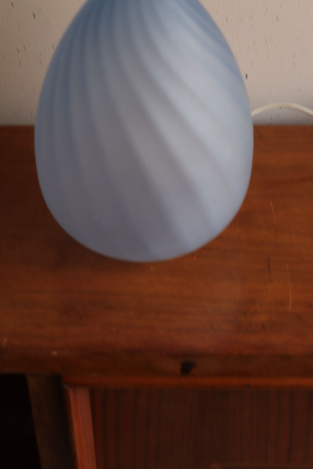 Blue glass egg lamp
