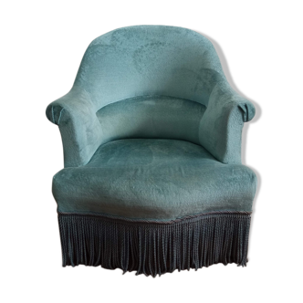 Blue velvet toad chair