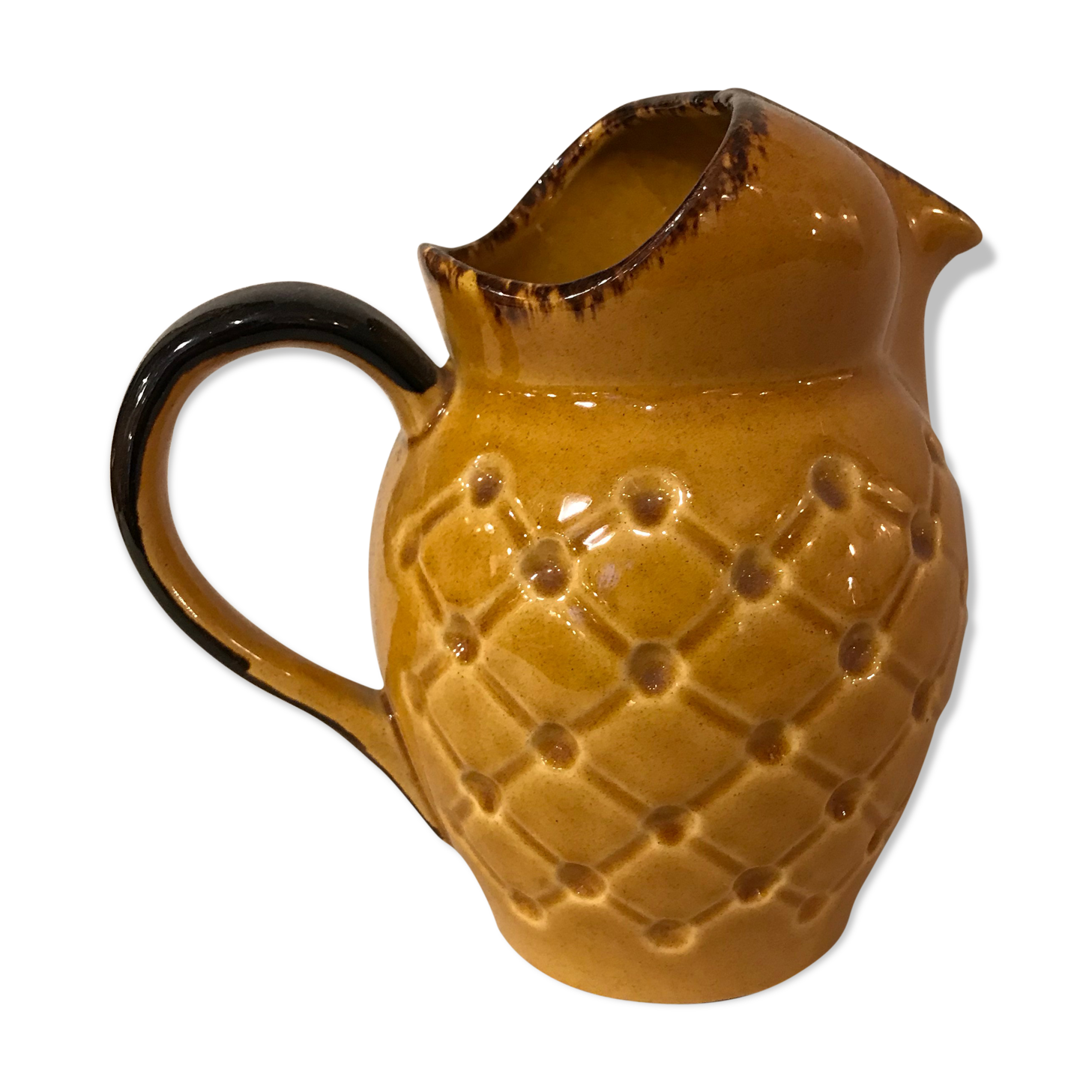 Yellow ceramic pitcher pineapple by Mireille 1950