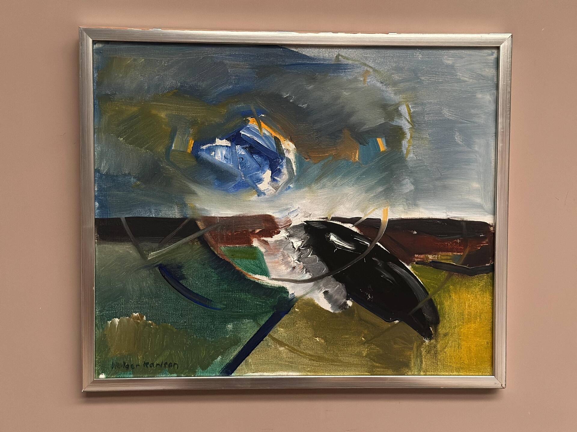Huile sur toile originale suédoise – “Composition” par Holger Karlson