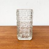 Large Finnish glass block vase from the mid-century by Tamara Aladin for Riihimäki, 1960s.