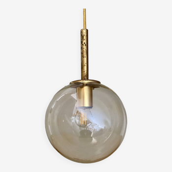 Vintage pendant lamp in glass and golden brass