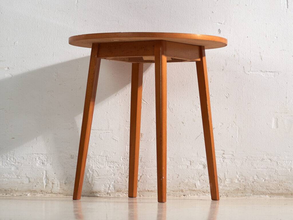 Vintage round side table in teak – Central Europe, circa 1960
