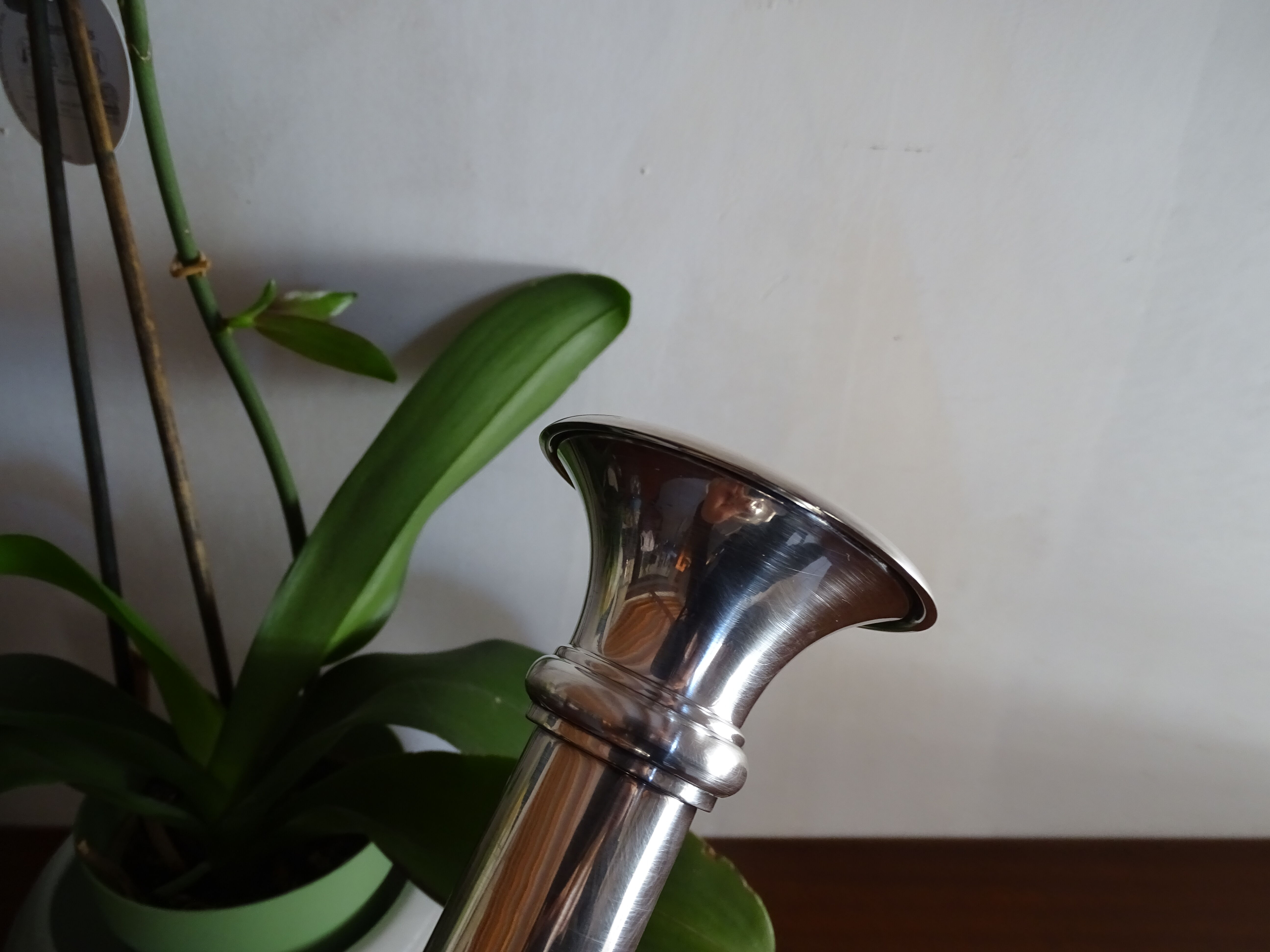 Vintage silver metal candle holder 32.5 cm