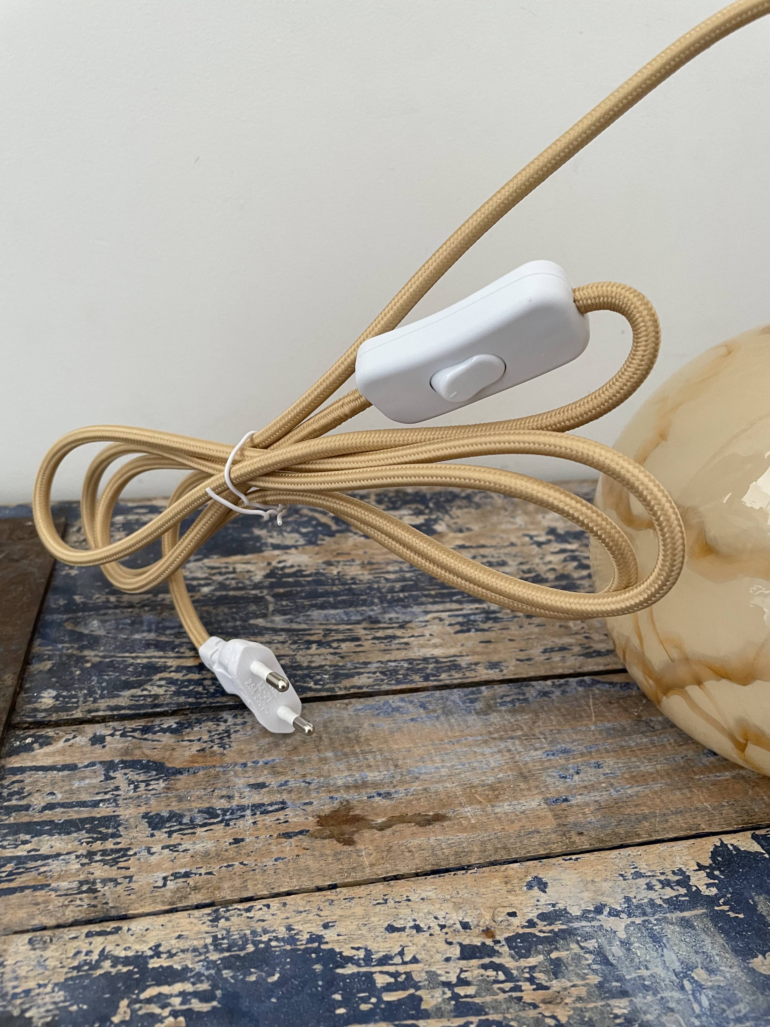 Art Deco walking lamp in marbled beige opaline