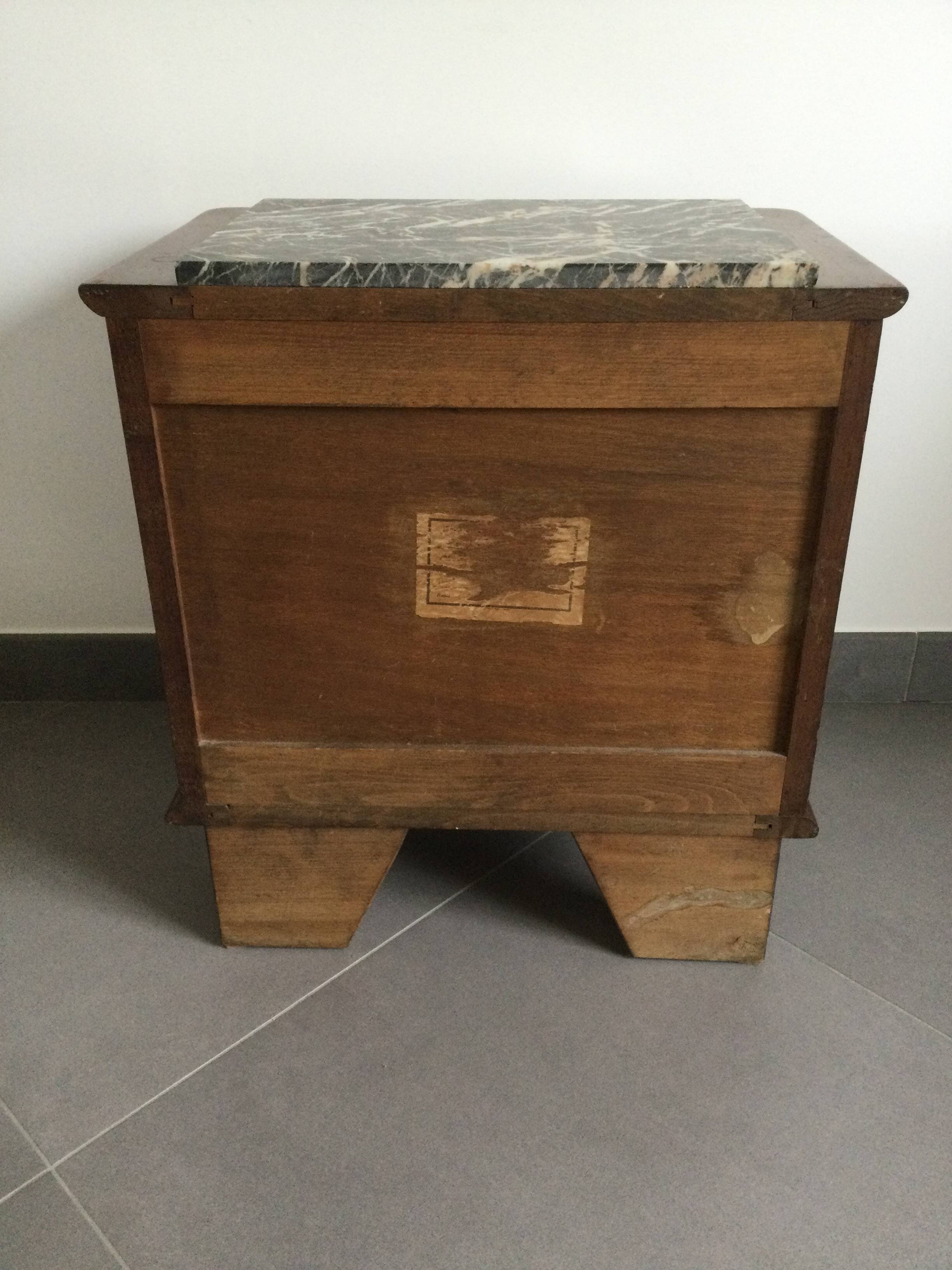 Oak and marble bedside table