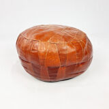 Vintage leather patchwork pouf, 1970