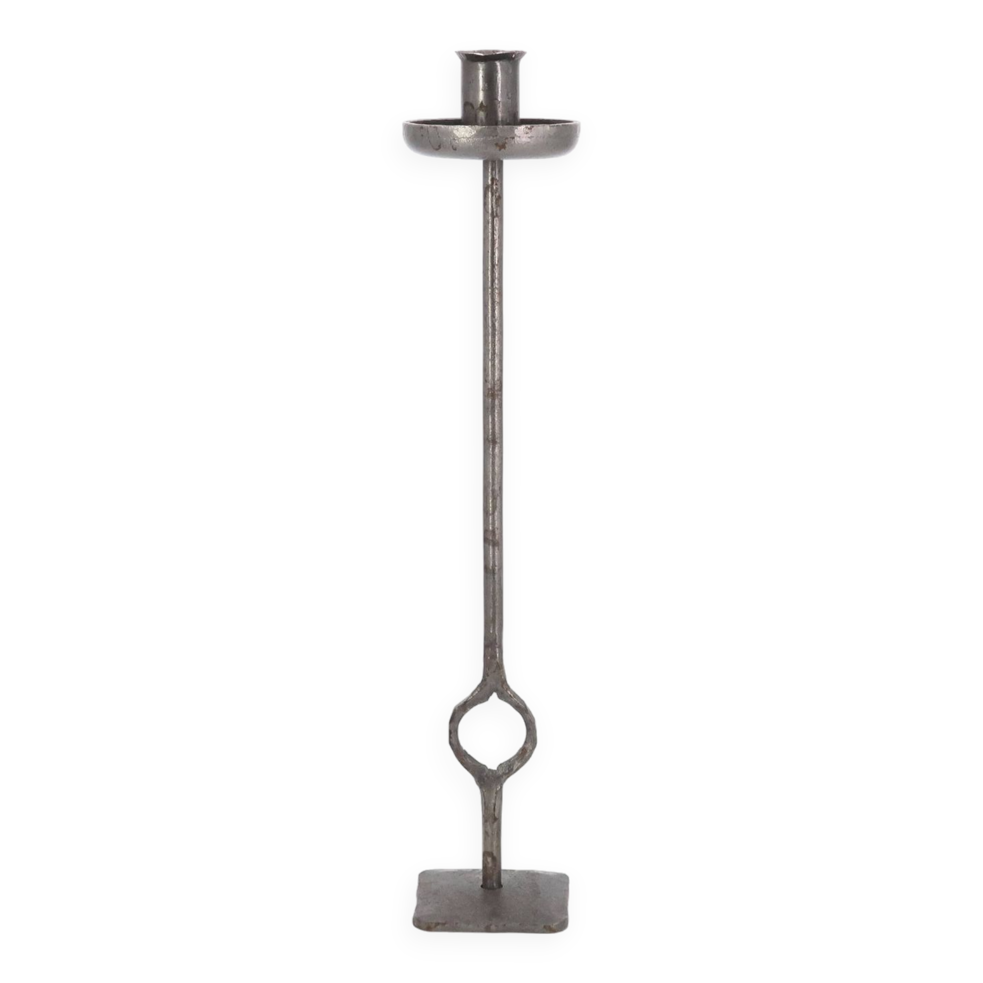 Modernist steel candle holder signed Robert J, 1970s