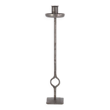 Modernist steel candle holder signed Robert J, 1970s