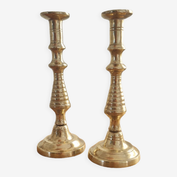 Pair of brass candle holders