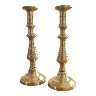 Pair of brass candle holders