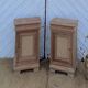 Pair of antique bedside tables / nightstands in raw wood and canework