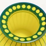Vase Art Déco en verre jaune et vert dans le style de Josef Hoffmann, Autriche