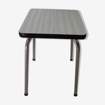 Tabouret en formica blanc avec zèbrures grises des années 60