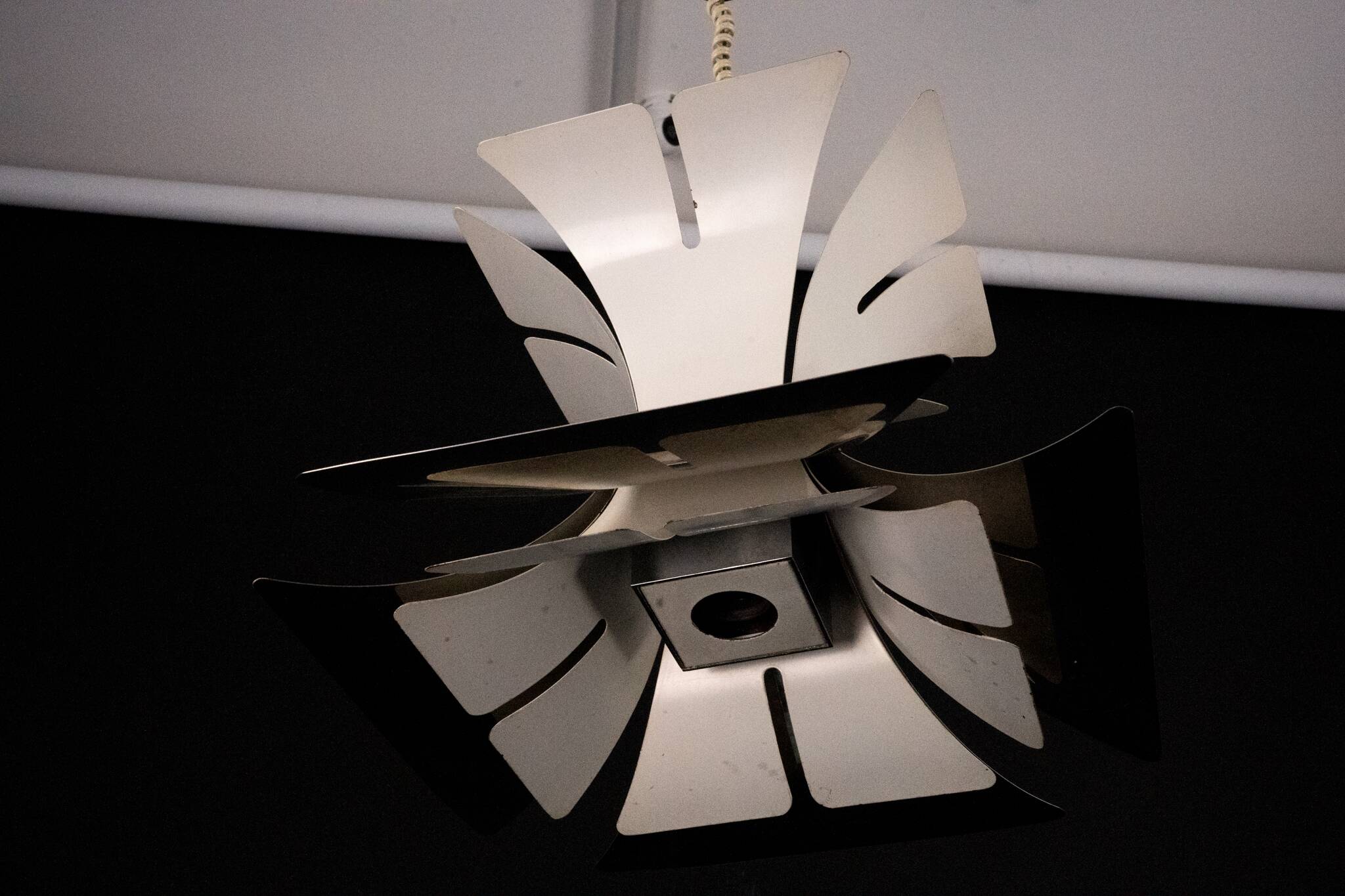 1970s Goffredo Reggiani Style Lacquer & Chrome Chandelier