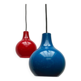 Lot de 2 suspensions en verre AH allemandes de style milieu du siècle de Peill & Putzler