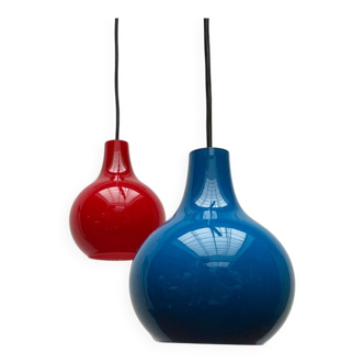 Set of 2 German glass pendants in mid-century style by Peill & Putzler.