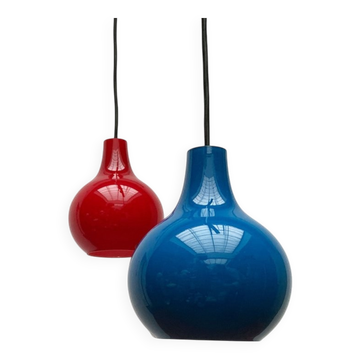 Lot de 2 suspensions en verre AH allemandes de style milieu du siècle de Peill & Putzler