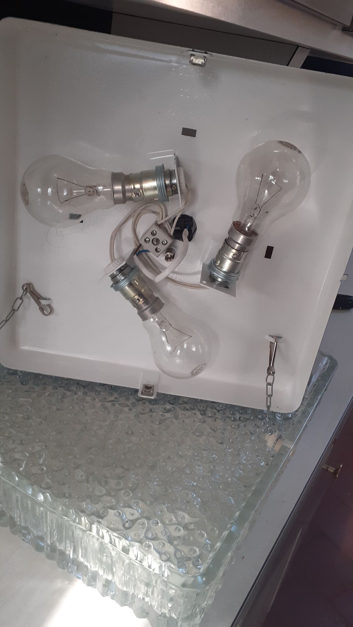 Ceiling lamp in moulded glass by Holophane 1950