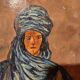 Orientalist portrait oil on cardboard signed Thyra