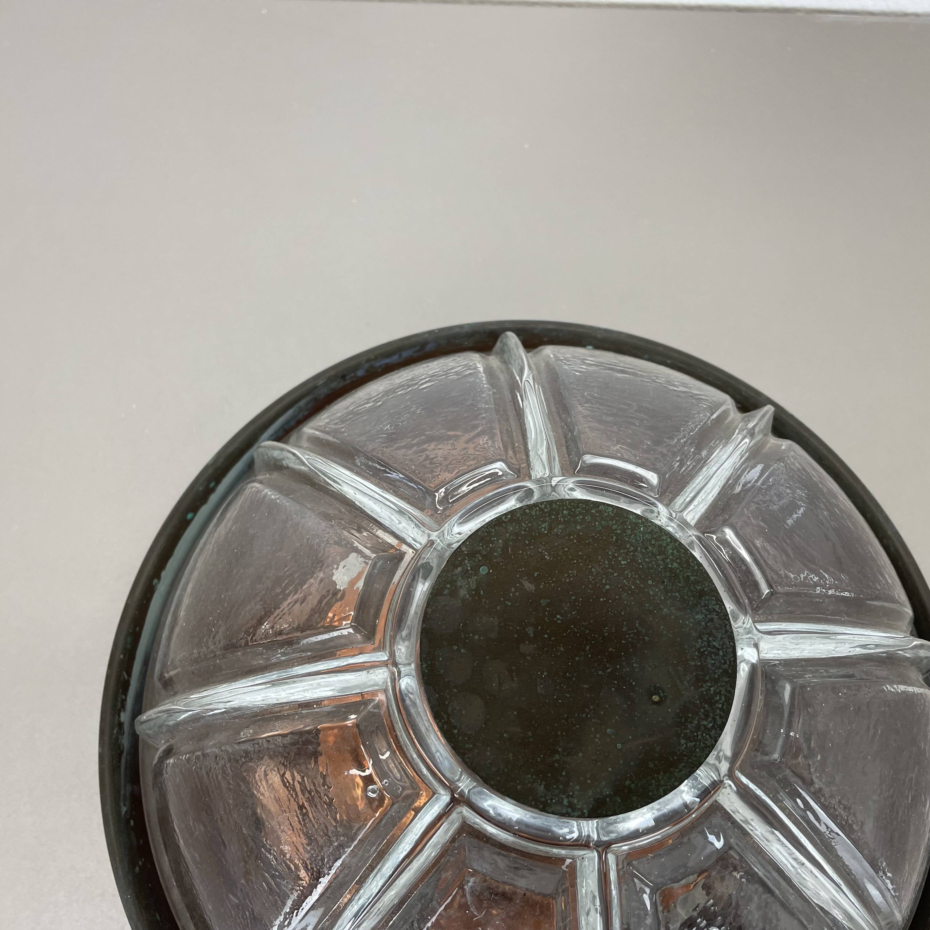 Unique brutalist boom copper and glass wall light by bega lights, germany, 1980s