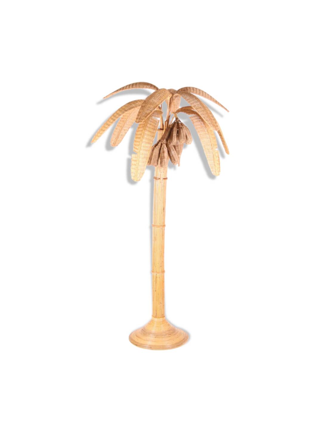Lampadaire « bananier » en rotin