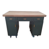 Bureau en métal avec plateau en hévéa