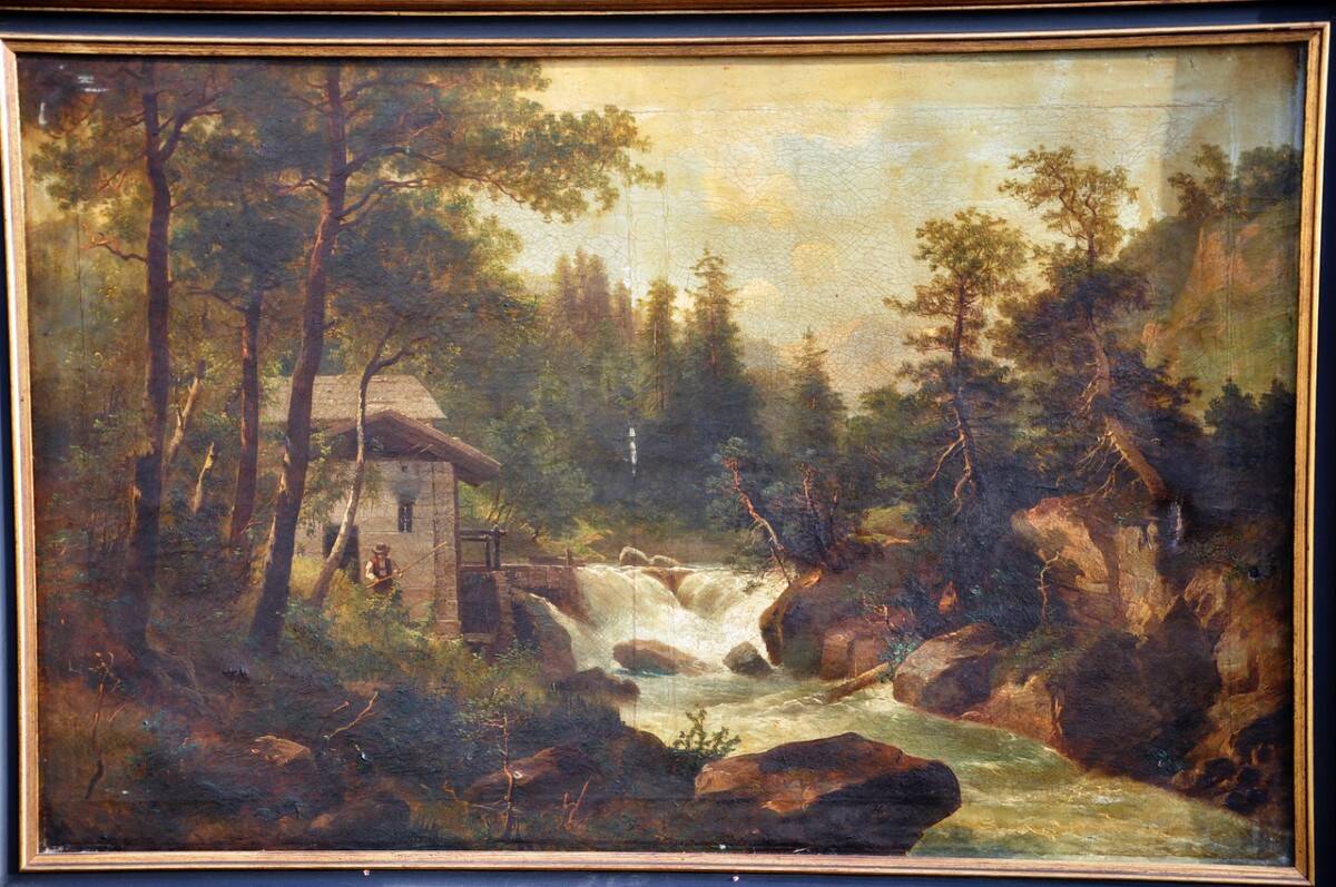 Oil on canvas, mountain landscape, mid-19th century