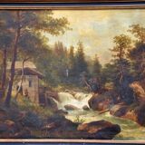 Oil on canvas, mountain landscape, mid-19th century