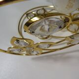 Vintage table lamp, golden structure with crystals.