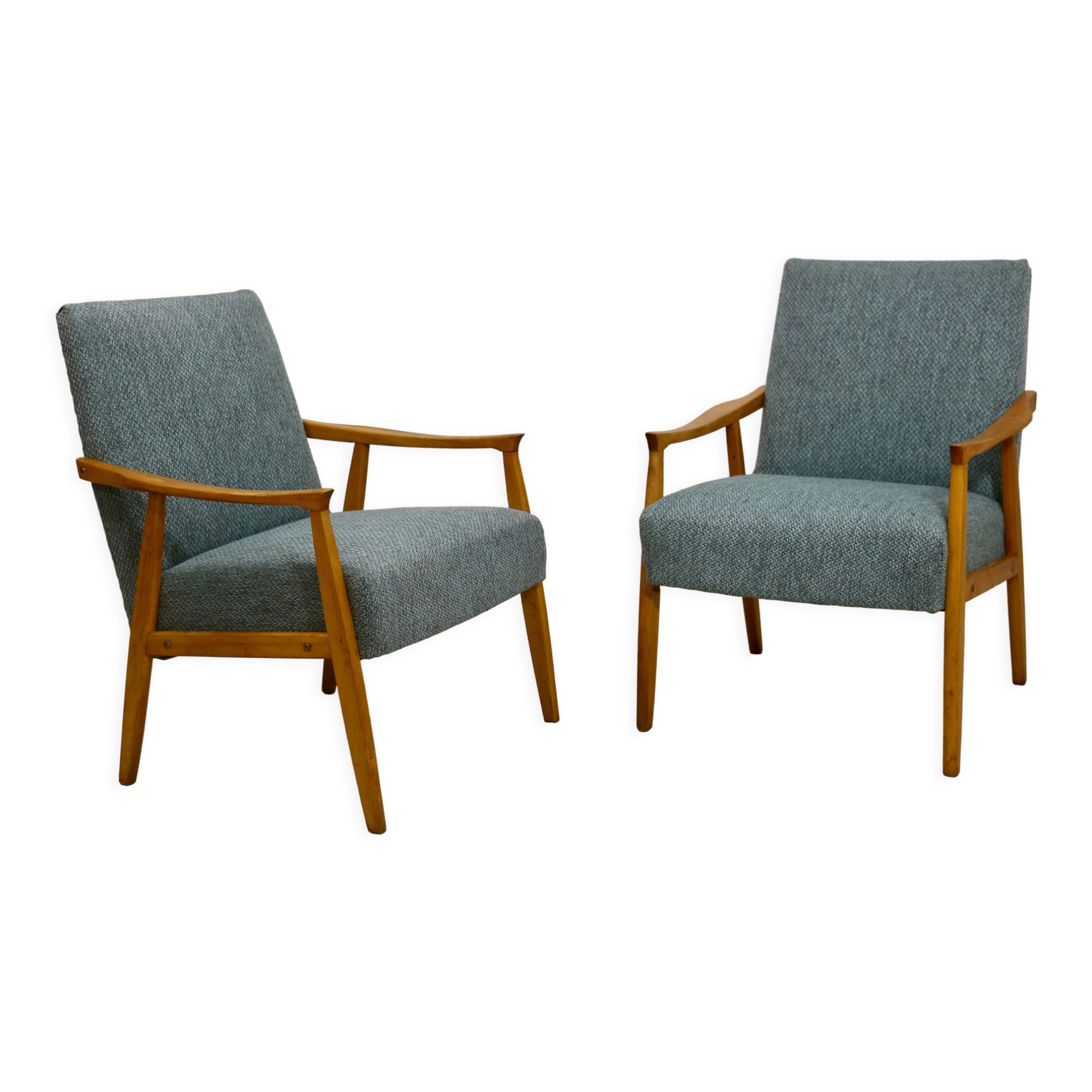 Pair of vintage armchairs in beech year 60